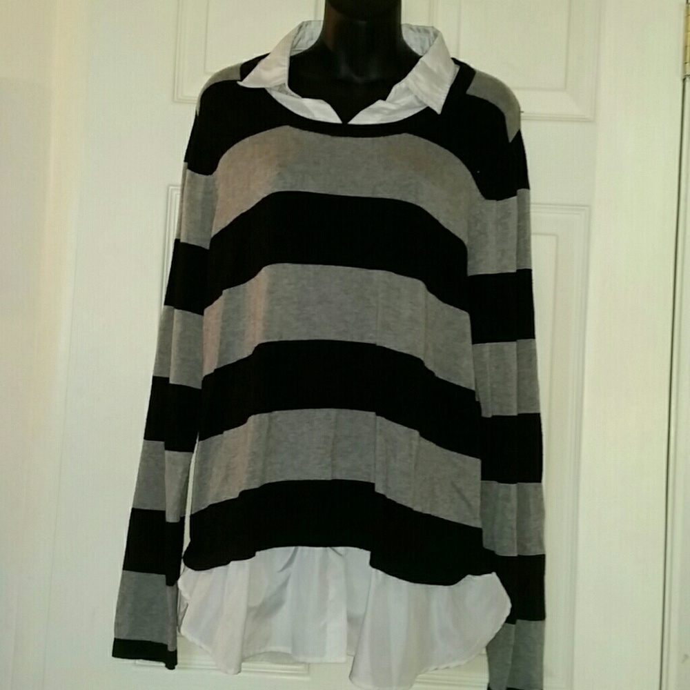 Plus size women's long sleeve blouse